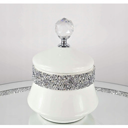 Cukiernica Biała kryształowa z Pirytem Srebrnym glamour