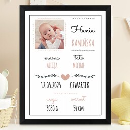 Plakat personalizowany ze zdjęciem w ramce z nadrukiem