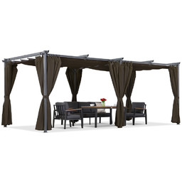Brązowa pergola tarasowa La Palma 3x6m z zasłonami