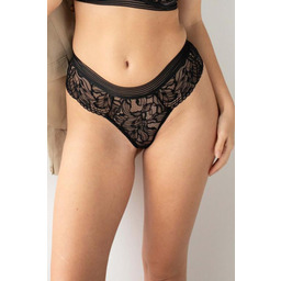 Stringi damskie koronkowe ze średnim stanem czarne 3586