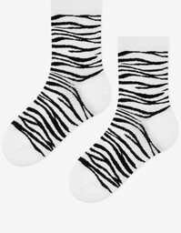Skarpetki damskie bawełniane w stylowy wzór zebry Zebra