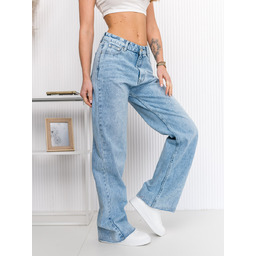 Spodnie damskie jeansowe wide leg niebieskie Denley Debora