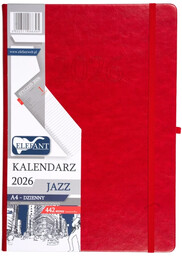 Kalendarz 2026 A4 dzienny Jazz czerwony - praca
