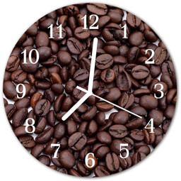 Zegar szklany okrągły Ziarna kawy