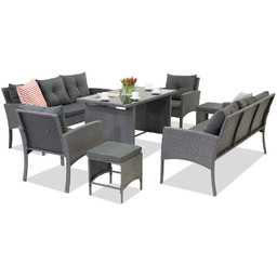 Meble ogrodowe z technorattanu z pufami Bari Apetito