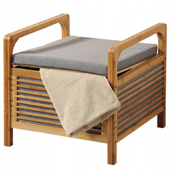 Stołek bambusowy z pojemnikiem 50 x 47 cm