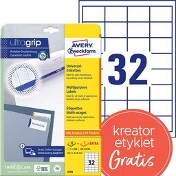 Etykiety papierowe 48,3x33,8mm białe AVERY ZWECKFORM ULTRA GRIP