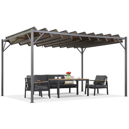 Antracytowa pergola tarasowa Paros 3x4m z moskitierą