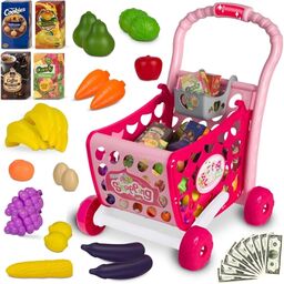 Wózek na zakupy dla dzieci, Ricokids, różowy