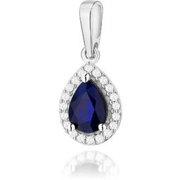 Złota zawieszka wisiorek Z455 Szafir 0,60ct białe złoto