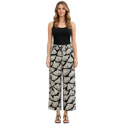 CZARNE SPODNIE CASUAL Z GEOMETRYCZNYM WZOREM XS/S 1I4A