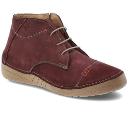 Artiker Bordowe Botki Wygodne Skórzane Obuwie Damskie