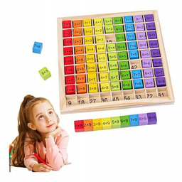 DREWNIANA TABLICZKA MNOŻENIA ZESTAW EDUKACYJNY DO NAUKI LICZENIA