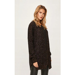 Kardigan sweter Trussardi Jeans oversize czarny z błyszczącą