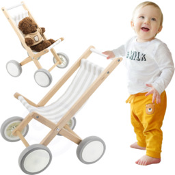 VIGA Drewniany Wózek Dla Lalek Spacerówka