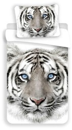 Pościel bawełniana 140x200 biała tygrys Tiger
