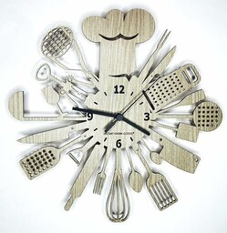 Kuchnia  Drewniany zegar ścienny dla szefa kuchni