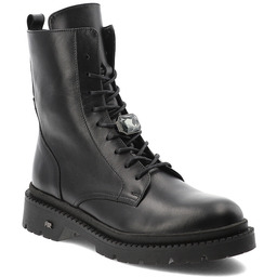 Karino Czarne Botki Skórzane Obuwie Damskie