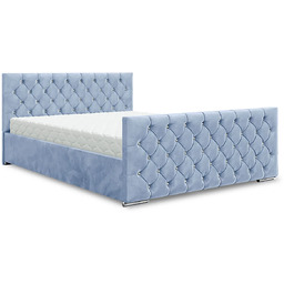 Edinos Błękitne welurowe łóżko pikowane 5 rozmiarów C3-N73