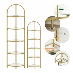 Regał narożny biurowy Szkło Hartowane 5 poziomów półka