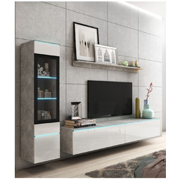 Komplet mebli do salonu LED Vera I beton/biały