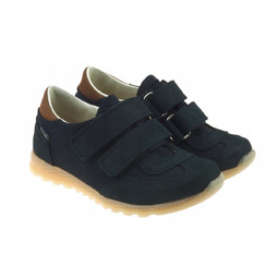 Mrugała Półbuty dziecięce skórzane chłopięcy Sam 3344/9-77 Blu