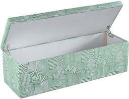 Skrzynia tapicerowana, miętowe łuki na kremowym tle, 90