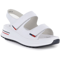 Sandały damskie na koturnie na rzep białe eVento