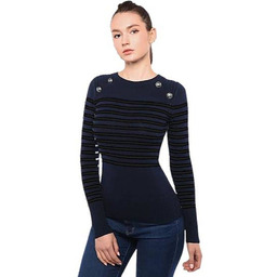 Dilgul Sweter Damski Miękki Komfortowy Granatowy w Czarne