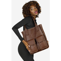 Torebka skórzany shopper bag z kieszeniami - MARCO