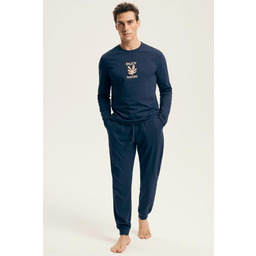 Piżama męska bawełniana spodnie ze ściągaczami góra