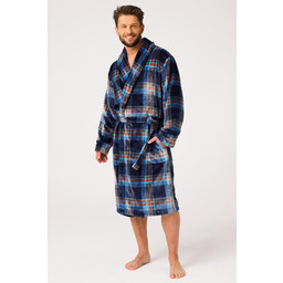 Długi szlafrok męski z miękkiej ciepłej dzianiny Flannel
