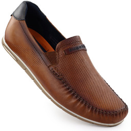 Skórzane mokasyny męskie komfortowe wsuwane brązowe Bugatti 321-A2X6G-4000