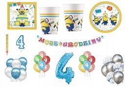 Zestaw Minionki Minions 4 Urodziny Balony Kubki Talerzyki