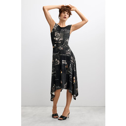 Desigual sukienka midi newspaper