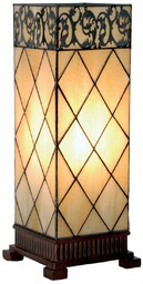 Clayre&Eef Lampa stołowa tiffany DIAMOND, kremowy / amber,
