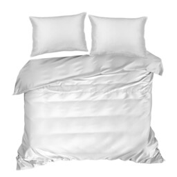 Eurofirany Pościel satynowa 160x200 Linda biała zdobiona koronką
