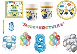 Zestaw Minionki Minions 8 Urodziny Balony Kubki Talerzyki