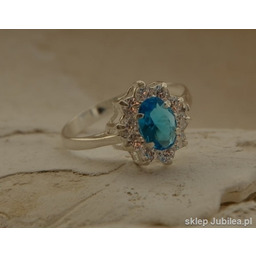 ANDAMAN - srebrny pierścionek z akwamarynem cyrkon