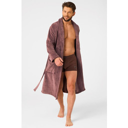 Szlafrok męski klasyczny z lekkiej ciepłej flaneli brązowy