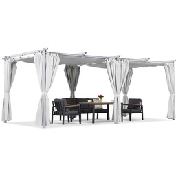 Biała pergola tarasowa La Palma 3x6m z zaslonami