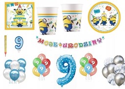Zestaw Minionki Minions 9 Urodziny Balony Kubki Talerzyki