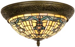 Clayre&Eef Lampa sufitowa tiffany KIMBERLY, możliwość ściemniania, kremowy
