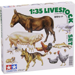 TAMIYA 300035128-1:35 Zestaw dioramy dla zwierząt domowych (18)