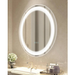 Lustro łazienkowe LED, 60 cm, okrągłe, przeciwmgielne,