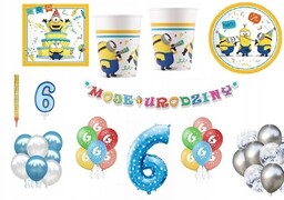 Zestaw Minionki Minions 6 Urodziny Balony Kubki Talerzyki