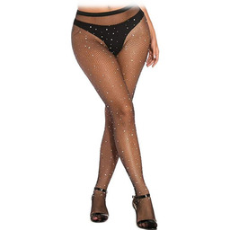 Seksowne rajstopy damskie kabaretki z kryształkami - 71448722