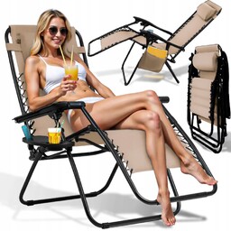 Leżak fotel ogrodowy plażowy rozkładany regulowany zero gravity