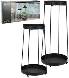 Kwietnik metalowy czarny 2-poziomowy 46 / 58 cm
