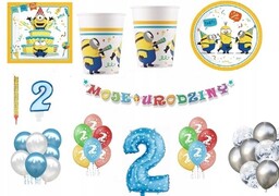 Zestaw Minionki Minions 2 Urodziny Balony Kubki Talerzyki